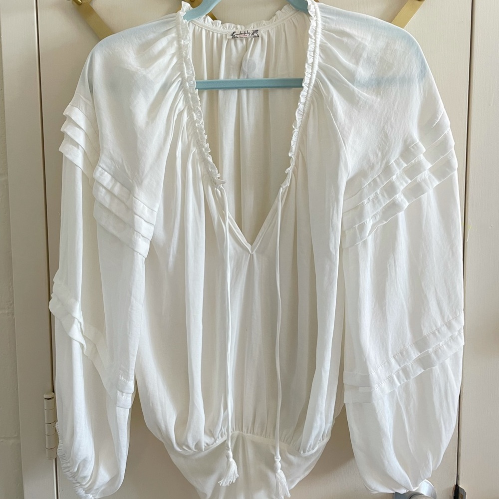 White free people flowy bodysuit